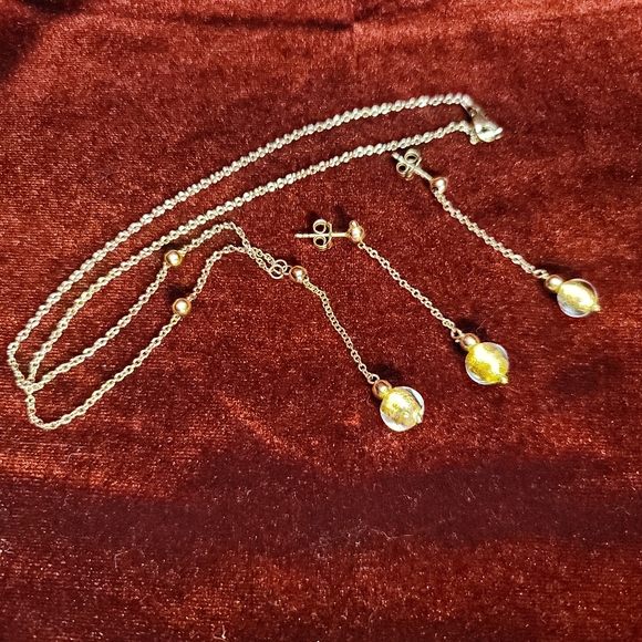 14k Yellow Gold and Murano Venetian Glass Demi Parure - Picture 2 of 14